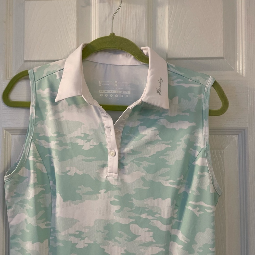 HIVERLAY Shirt Camo Golf Tennis Polo light green White. Size M - Picture 5 of 5